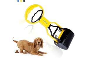 Andiker Pooper Scooper dla zwierząt domowych, przenośna deskorolka na odpady dla zwierząt, szufla dla psa, szczypce do zbierania odpadów zwierząt domowych, wysoce elastyczna sprężyna (żółta)