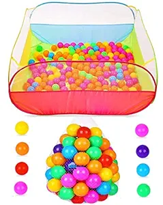 FunBlast Large Size Ball Pool for Kids, Foldable Square Activity Ball Pool Play Tent Kids Playground Tent House with 50 Balls ? Multicolor