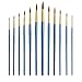 Produktbild ZILONG 12 Stück Künstlerpinsel Set, Malen Pinsel, Gemälde Pinsel, Wasserfarbe Pinsel, Feine Pinsel für Gemälde auf Acryl / Aquarell / Ölmalerei / Skizze, Blau