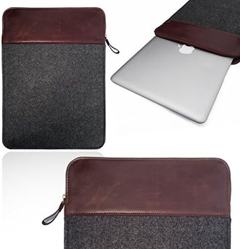 LOVE MY CASE / GUPi® ZIPPED Felt Sleeve Case Cover Bag with LEATHER TOP for 13-inch Apple MacBook Pro 2016/17 Model (will not fit older Retina Display or SuperDrive models) (other models available)