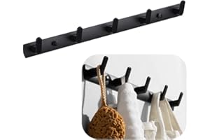 Spotact Gancho para Toallero, Percheros de Pared con 5 Ganchos, Soporte para Colgador Negro Moderno de 17,7 x 1,3 pulgadas