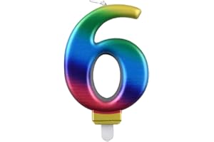 PARTY GO 6 Anno Candele di Compleanno Numero 6, Candele di Compleanno Colori dell'arcobaleno, Adatto A Feste di Compleanno