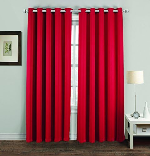 UAREHOME MH Distributions Thermal Supersoft Blackout Curtains Pair (66x90, Red)