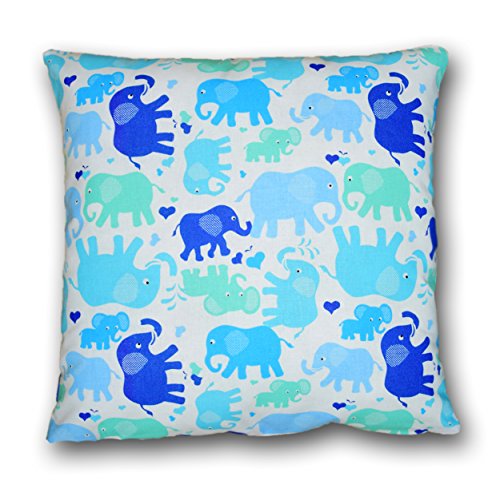 Decorative Cushion Cover 80 x 80cm, Elephants in Blue