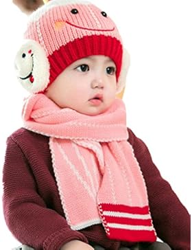 Fuibo Baby Schal Mützen, Baby Nette Winter Kinder Baby Hüte Warm Halten Set Nette Hut Schal
