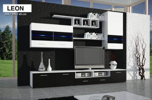 LEON - Black Gloss finish - TV Table - Entertainment Unit - TV stand - Living Room Furniture Set