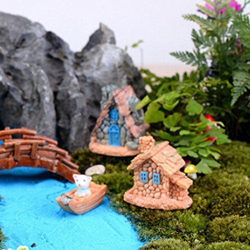 Ailiebhaus 4xFairy Garden fee Garten Miniature Steinhaus Garten Dekoration - 5