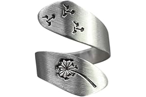 Yusat Anello con dente di leone, anello di apertura a spirale con stampa di dente di leone, anello intrecciato regolabile retrò, anello di coppia di San Valentino