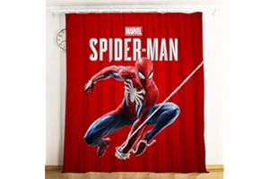 Lily&her Friends - Rideau plat 3D HD Impression numérique Motif héros Marvel Spiderman,tissu brossé,velours et lin,occultant,rideau de porte,rideau de chambre pour enfants (Spiderman 2, 59in x 106in)