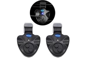 Benkeg Alarma de Pescado,2pcs Alarma de mordedura de Pesca electrónica con Sonido LED Luces indicadoras Alarma de mordedura de Pescado, Negro