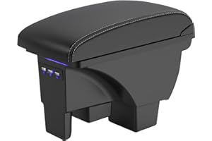 JINSENTGG Auto Bracciolo Compatibile con VW Polo 2019 2020 2021 2022 2023 2024 Scatola Portaoggetti per Bracciolo Console Centrale Poggiabraccio Braccio vano Portaogget 3 Porte di USB - Linea Bianca