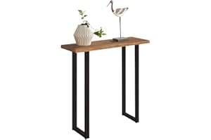 HOGAR24 ES Mueble Recibidor Madera Maciza Natural, Estilo Industrial Vintage.