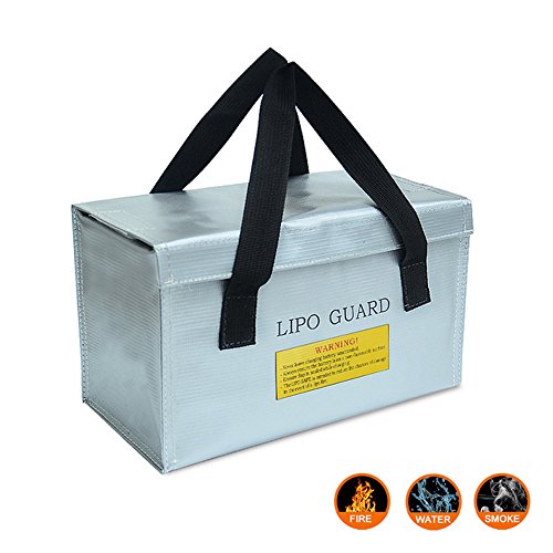 Preisvergleich Produktbild Wokee Feuerfeste Dokumententasche,Wasserdichte äußeres PVC Li-Po Batterie Sicherheits-Schutz für Geldtasche,Bargeld, Pass, Schmuck und Andere Wertsachen ,260 * 130 * 150mm (Silber)