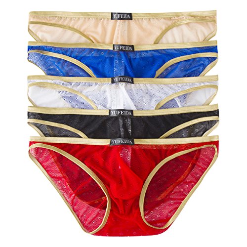 YFD - Tanga - Uomo Pizzo Brifes 5pcs M/con Tag L