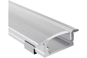 Alumino | LED Aluminium Profile Anodised | 100 cm | Installation Profile | Semi Cover | for 16 mm LED Strips | Compatible with Philips Hue | 1 m | Ems