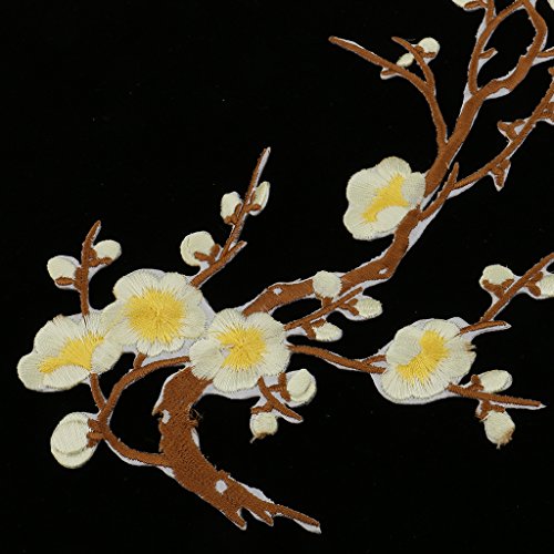 1Pcs Plum Blossom Blumen-Stickerei-Spitze Aufnäher Aufbügler Applikation Applique Bügelbilder Flicken Embroidered Iron on Patches (Gelb 3) - 7