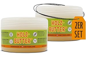 ‎RENUWELL Renuwell Holz Butter, 2x 250 ml – Intensiv-Pflege für alle Holzarten, Möbelpflege 100% natürliche Inhaltsstoffe, Lebensmittelecht, hochwertiger Holzbalsam mit Bienenwachs, Schweizer Qualität
