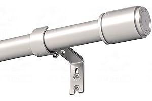 MYGOALII 70-230cm 25mm Diameter Extendable Curtain Poles for Eyelet Curtains, Seamless Splicing Metal Curtain Rod with Brackets and Classic Finials for Bedroom, Living Room, Nickel Silver