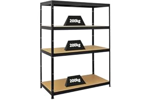 ‎PROREGAL PROREGAL Schwerlastregal Big Elephant | HxBxT 160x120x60cm | Fachlast 200kg | Schwarz | Kellerregal, Steckregal, Garagenregal, Lagerregal