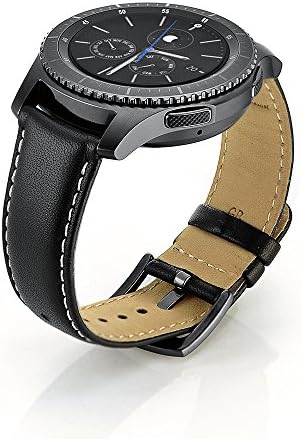 Sundaree Samsung Gear S3 Classic/Frontier Strap, Leather Replacement Straps Bracelet Smartwatch Band for Samsung Gear S3 Classic/Frontier(Black)