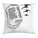 Produktbild Doodle Throw Pillow Cushion Cover, Retro Microphone Communication and Media Concept Radio Show Speech Talk Podcast, Decorative Square Accent Pillow Case, 18 X 18 inches, Black White