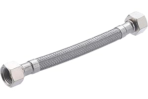 Flexible de acero inoxidable hembra-hembra 1/2 | Paso interior 8 mm | Longitud 15 cm | Conexión resistente y duradera | Ideal para fontanería y sistemas de agua | Fácil instalación | QUICK PLOMBERIE