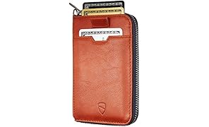 Portafoglio con zip Vaultskin NOTTING HILL con protezione da RFID, ultra sottile, per carte e banconote