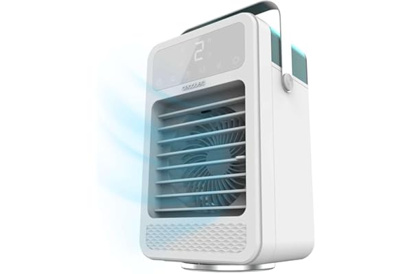 Cecotec Climatiseur Portatif EnergySilence 600 DeskChill Rotate, Capacité de 500 ml, Contrôle Tactile, 4 Vitesses, Oscillation à 70°, Minuterie et AutoOff, Éclairage LED