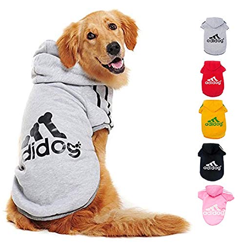 Ducomi Adidog - Sudadera con Capucha para Perros en Algodón Suave - Costuras Resistentes - Disponibles de XS a 8XL - Se envía Desde España (L, Gris)