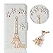 Produktbild Microsoft Lumia 640 XL Handytasche,Microsoft Lumia 640 XL Hülle,Sunroyal Elegant Luxus Noble Weiß Eiffelturm Eiffel Tower Shining Blumen Bling Diamant Glitzer Rhinestone Muster Entwurf PU Leder Schutz Handyhülle Strass Klapp Flip Bookstyle Akku Wallet Case Folio PU-lederne Dünn Faux Kunstleder DIAMANT Bling Strass Protektiv Cover Tasche Glitter Kristall Crystal Matt Bunt Hart Haut PC Bumper mit Kartenfach Magnetverschlu und Ständer + Diamand Staub Stecker für Microsoft Lumia 640 XL