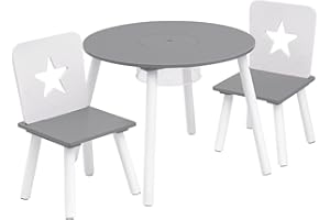 WOLTU Tavolo da Gioco per Bambini Cameretta Scrivania da Pittura Bambi Tavolino con 2 Sedie per Soggiorno