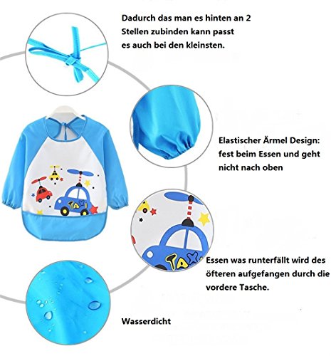ElecMotive Wasserdicht Ärmellätzchen Babylätzchen Kinderlätzchen Kinder Schürze Empfehlenswert für Kinder von 0 – 3 Jahren - 2