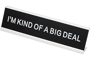 PATIKIL Funny Nameplate, 8"x2" Novelty Desk Sign Plaque Aluminum Desk Name Plate with Base for Office, Silver White (I'M Kind Of A Big Deal)