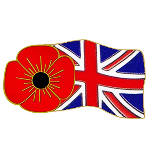 Anstecknadel in Mohnblumenform mit britischer Flagge Union Jack