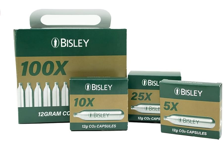 BISLEY 12g CO2 Cartridges for Airsoft Guns – Pack of 50 Non-Threaded Gas Canisters – Steel CO2 Capsules for Airsoft BB Gun, CO2-Powered Devices & Gear