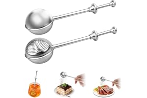 QKEPCY 2 Piezas Infusor de Té en Acero Inoxidable Bola de Té con Mango Ergonómico para Hierbas y Especias Incluye 2 Cepillos de Limpieza Ideal para Té Suelto (1)