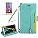 Produktbild Girlyard Leder Grün Hülle für Huawei Mate 9, Multifunktion Tasche Zip Brieftasche Handyhülle im Bookstyle PU + TPU Silikon Innere Cover mit Standfunktion Kartenfächer Magnet Schutzhülle Schale für Huawei Mate 9