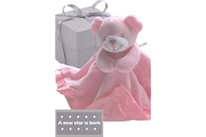 BUSHBABY 'A new star is born' new baby gifts comfort blanket in box | baby girl gift pink for mum | baby comforters| plush teddy security blanket| baby soft toy| newborn baby gifts