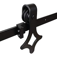 Schiebetürbeschlag set Schiebetürsystem Schiebetür Montageset inklusive Laufschiene,für Glas- oder Holztüre (Schwarz…