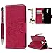 Produktbild MOTO G4 plus (5.5 Zoll) Hülle, Leder Flip Wallet Cover in Book Style Stand Case Card Slot Leder Tasche Case Karteneinschub und Magnetverschluß Kratzfestes und Schmutzunempfindliches in Rose Red für MOTO G4 plus (5.5 Zoll) + Stylus Stift +Staubstecker(Nicht für MOTO G4)
