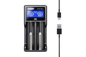 XTAR VC2L Battery Charger USB C charger 18650 Charger Fast 2A 26650 Battery Charger LCD Display for AA AAA Batteries C Battery (VC2L)