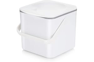 Minky Homecare - Contenedor de compostaje de Cocina, contenedor de residuos de Alimentos para encimera con Interior fácil de Limpiar, Fabricado en el Reino Unido, 3.5 L (0.9 galones) (Blanco)