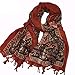 Produktbild ZXXWJ Vintage Kunstdruck Burgund Groß Schal Für Frauen, Ethnischen Stil Herbst Winter Warme Schals Wraps Moslemischen Hijab Damen
