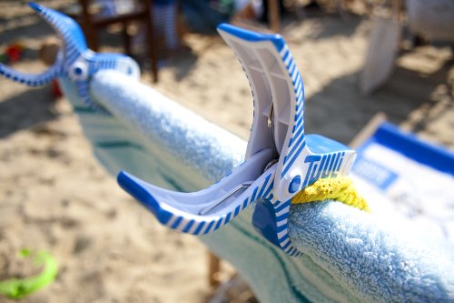 4 Stk Tuuli Summer Clips Mehrzweck Klammer Strand Handtuch Camping Garten Kite Surf Liege Bad Wäsche Kinderwagen Zubehör (Blau Fisch) - 4