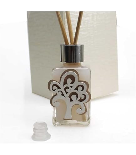 DLM - Profumatore Moderno In Legno Bianco Con Cuore Albero Della Vita Battesimo Shabby Chic Diffusore Profumo
