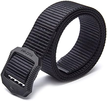 ROCKWAY Unisex Tactical Nylon Belt with Strong YKK POM Plastic Buckle (Black, X-Large)
