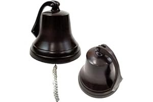 THOR INSTRUMENTS Campana de barco para colgar en la pared, oscura, antigua, para interiores y exteriores, decoración náutica, campanas con cuerda, 6 pulgadas, rústico, vintage, decoración del hogar, regalos