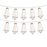LED Lichterkette Geometrische Deko Pyramidenform Kupfer Rosegold,Lichterketten Batteriebetrieben für Zimmer Innen Wohnzimmer |10 Warmweiße LEDs