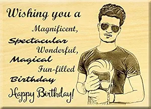 GFTBX Happy Birthday Personalized Engraved Rectangular Maple Wood Photo Plaque (5 x 4 inches, Brown)