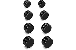 ZAMXHUG Orecchini Finti Uomo - 4 Paia Orecchini Magnetici in Acciaio Inossidabile per Uomo Donna Unisex Orecchini a Bottone Rotondo Non-Piercing Orecchini Calamita Hip Hop Nero Tono Argento, 6-12MM